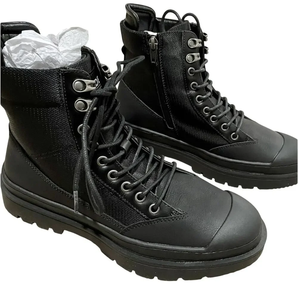Madden Mens Combat Boots 11.5 Black Leather Insulated Water Resistant Leather